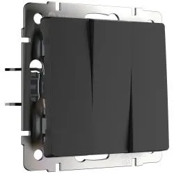 Выключатель трехклавишный  Werkel черный матовый  WL08-SW-3G