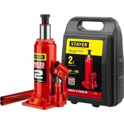 Домкрат гидравлический бутылочный в кейсе STAYER RED FORCE 2т 181x345мм