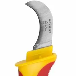 Нож REXANT монтажника, нержавеющая сталь, изогнутое лезвие 12-4937