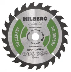 Диск пильный Hilberg INDUSTRIAL дерево 185х16/20х2,2мм 24T HW185