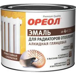 Эмаль для радиаторов алкидная для наружных и внутренних работ Ореол глянцевая 0,5кг