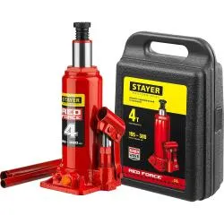 Домкрат гидравлический бутылочный в кейсе STAYER RED FORCE 4т 195-380мм