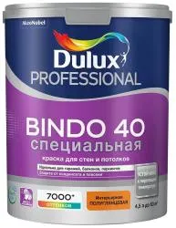 Краска Dulux Professional Bindo 40 Специальная для стен и потолков, полуглянцевая база BW 4.5л