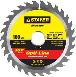 Диск пильный STAYER 180x30мм 30T по дереву 3681-180-30-30