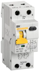 Дифференциальный автоматический выключатель IEK АВДТ32 2P С16 MAD22-5-016-C-30