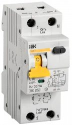 Дифференциальный автоматический выключатель IEK АВДТ32 2P С16 MAD22-5-016-C-30