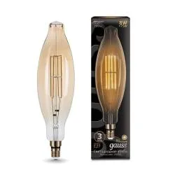 Лампа Gauss LED Vintage Filament BT120 8W E27 120*420mm Amber 780lm 2400K 1/10