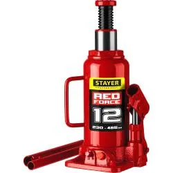 Домкрат гидравлический бутылочный STAYER RED FORCE 12т 230x465мм