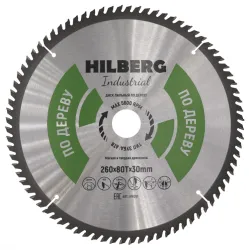 Диск пильный Hilberg INDUSTRIAL дерево 260х30х2,8мм 80T HW261
