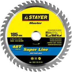 Диск пильный STAYER 185x20мм 48T по дереву 3682-185-20-48