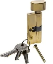 Цилиндровый механизм ЗУБР МАСТЕР тип ключ-защелка цвет латунь 5-PIN 70 мм 52103-70-1