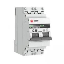 Автоматический выключатель EKF ВА47-63 2P С25 mcb4763-2-25C