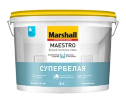 Краска MARSHALL Maestro Белый Потолок Люкс для потолка водно-дисперсионная глубокоматовая белая 9л