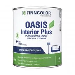 Краска FINNCOLOR OASIS INTERIOR PLUS для стен и потолков во влажных помещениях, баз А (0,9л)