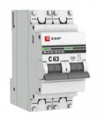 Автоматический выключатель EKF ВА47-63 2P С63 mcb4763-2-63C
