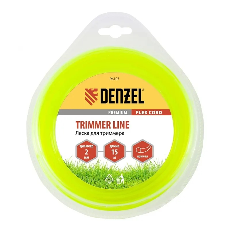 Леска для триммера Denzel FLEX CORD круглая 2 мм х 15 м блистер 96107