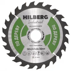 Диск пильный Hilberg INDUSTRIAL дерево 190х20/30х2,2мм 24T HW190
