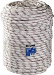 Фал плетёный полипропиленовый СИБИН 24-прядный с полипропиленовым сердечником, диаметр 12 мм, бухта 