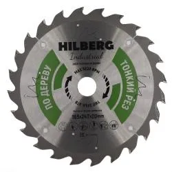 Диск пильный Hilberg INDUSTRIAL дерево тонкий рез 165х20х1,6мм 24T HWT165