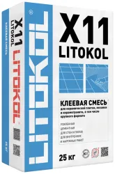 Клей для плитки Litokol X11 армированный фиброволокном морозоустойчивый 25кг 075150002