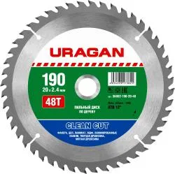 URAGAN Clean cut 190х20мм 48Т, диск пильный по дереву