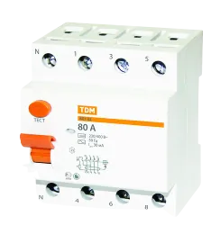 Дифференциальный автоматический выключатель TDM ВД-1 80А SQ0203-0046