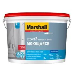 Краска MARSHALL Export-2 для стен и потолков латексная глубокоматовая база A (9 л).