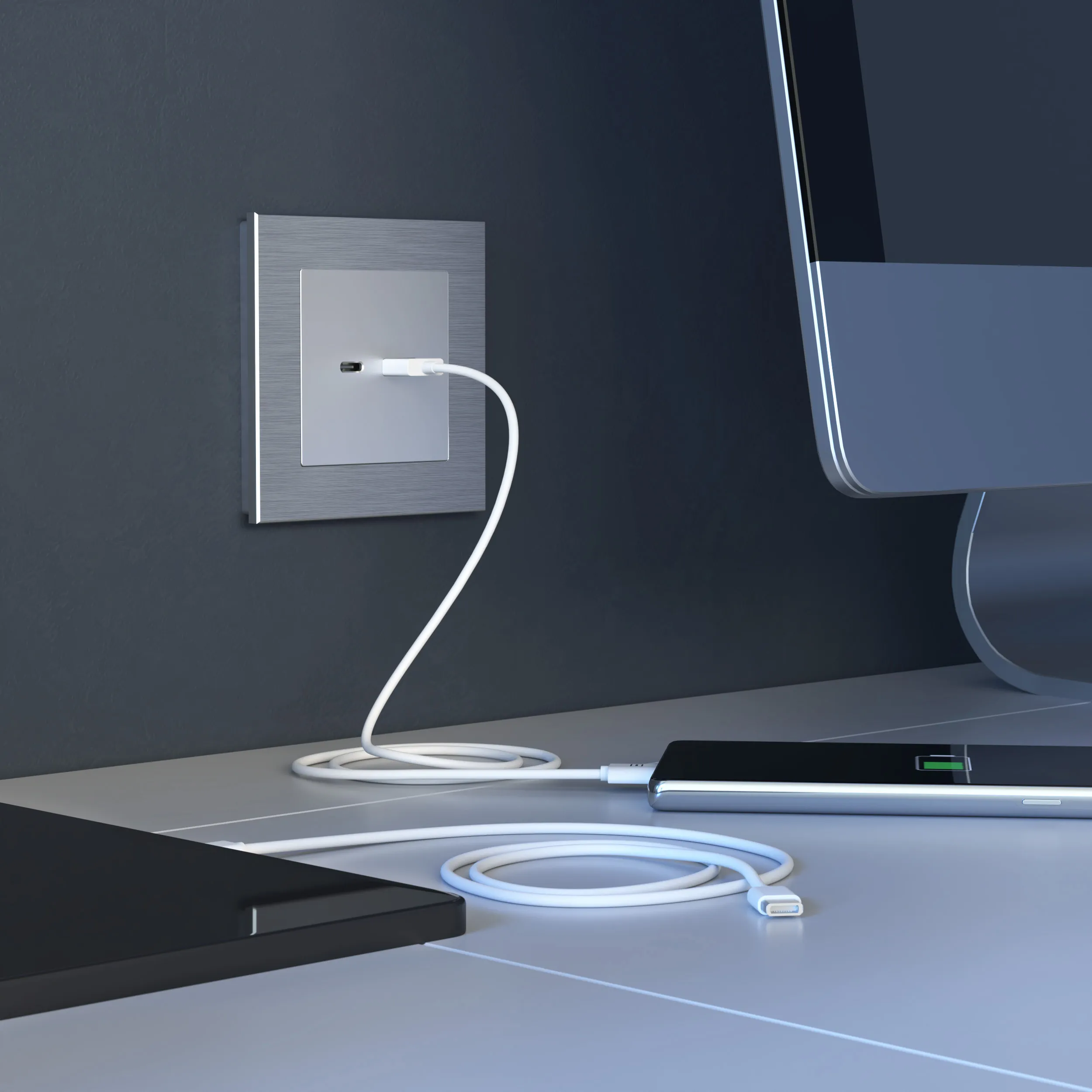 Розетка USB тип A+С серебряный WERKEL W1171806