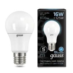 Лампа Gauss LED A60 16W E27 1470lm 4100K 1/10/50