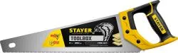 Ножовка многоцелевая "Cobra TOOLBOX" 350 мм 11 TPI мелкий прямой закаленный зуб точный рез STAYER