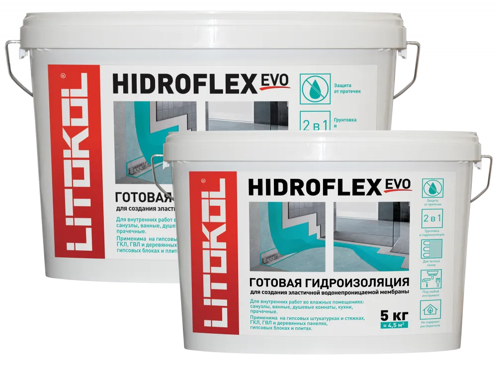 Гидроизоляция обмазочная Litokol HIDROFLEX ведро 17кг 076370005