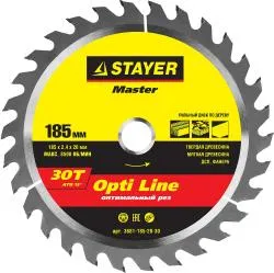 Диск пильный STAYER 185x20мм 30T по дереву 3681-185-20-30
