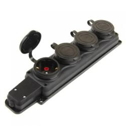 Колодка Люксэл 4-гн с заглушками каучук 16А 250В IP44