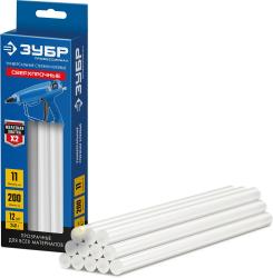 Стержни клеевые ЗУБР Профессионал 11х200мм 12шт сверхпрочные прозрачные 06856-12