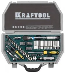 Набор торцовых головок KRAFTOOL INDUSTRIE QUALITAT (3/8") универсальный, Cr-V, пластиковый кейс, 4