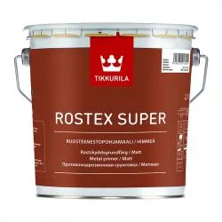 Грунт по металлу TIKKURILA ROSTEX SUPER 3л матовый быстросохнущий красно-коричневый 00675550030