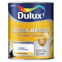 Краска для кухни и ванной латексная Dulux Ultra Resist полуматовая база BW 1л