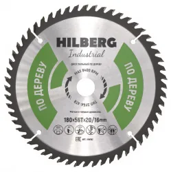 Диск пильный Hilberg INDUSTRIAL дерево 180х16/20х2,2мм 56T HW182
