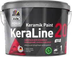 Краска для влажных помещений Düfa Premium KeraLine Keramik Paint 20 полуматовая белая база 1 2,5 л