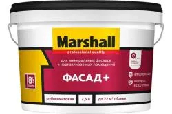 Краска акриловая Marshall Фасад+ для наружных работ, глубокоматовая база BW 2.5л