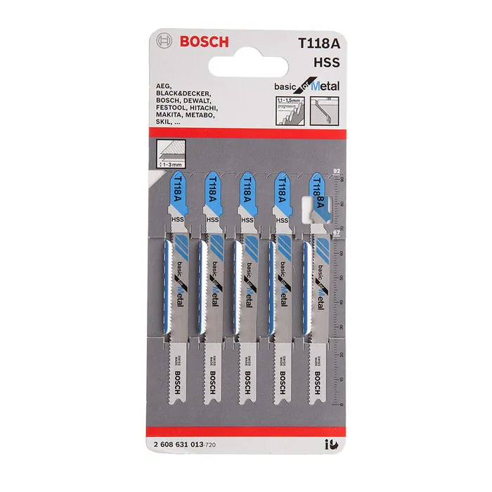 Пилки для лобзика по металлу T118A HSS 5шт/уп BOSCH