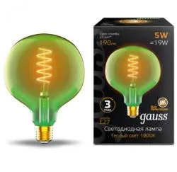 Лампа Gauss LED Filament Flexible G125-C Green E27 5W 190lm 1800K 125*178mm 1/10