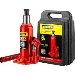 Домкрат гидравлический бутылочный в кейсе STAYER RED FORCE 6т 216x413мм