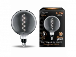 Лампа Gauss LED Filament G200 GAUSS E27 4.5W Gray 100lm 1800K 1/6