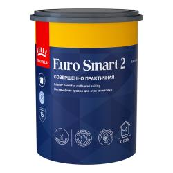 Краска TIKKIVALA/TIKKURILA EURO SMART 2 для стен и потолков глубокоматовая база A 0.9л