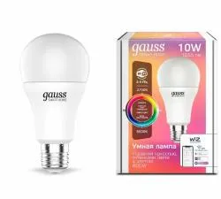 Лампа Светодиодная Gauss Smart Home RGBW E27 A60 10 Вт 2700-6500K 1/10/100