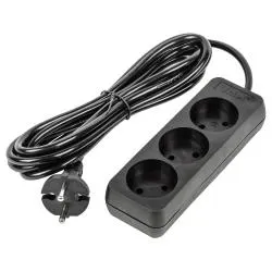Удлинитель TM Uniel S-CU3-3 BLACK, серии Ultra, шнур 3м., 3 гнезда, 10A, б/з, цвет черный, UL-000099