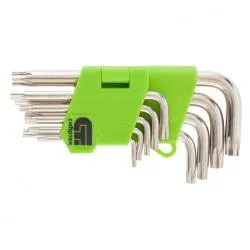 Набор ключей имбусовых Tamper-Torx, 9 шт., TT10-TТ50, 45x, закаленные, короткие, никель// Сибртех
