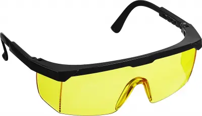 STAYER OPTIMA Желтые, очки защитные открытого типа, регулируемые по длине дужки.