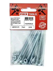 Болт FIXXTOOLS М6х80мм гайка, шайба усиленнная, гроверная (DIN933, 934, 127, 9021) упак 6шт